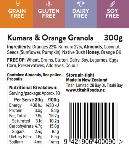 Kumara, Orange and Almond Crunchy Granola
